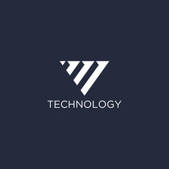 Abstract technology letter V logo design template