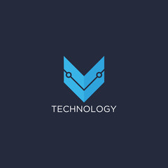 Abstract technology letter V logo design template