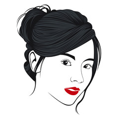 Girl's face and hairstyle character that created under the design concepts related to fashion and beauty