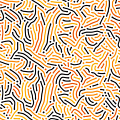 Organic background with rounded lines. Diffusion reaction seamless pattern. Linear design with biological shapes. Abstract vector illustration.