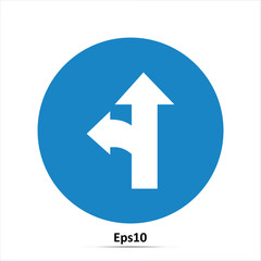 Road sign. Left and straight arrow. Vector Illustration