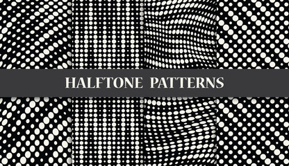 halftone geometric 3d seamless pattern background set