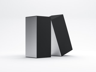 Two silver Boxes Mockup with black cover for cosmetics