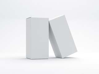 Two white Boxes Mockup for cosmetics on white studio
