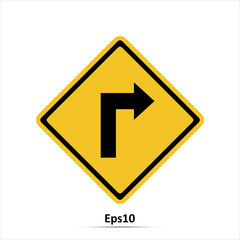 Road sign. Right arrow icon. Vector Illustration