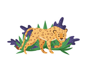 Dangerous African Animal Pussyfooting Towards Its Victim Vector Illustration