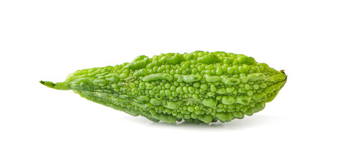 Momordica charantia fruit isolated on white background