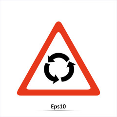 Road sign. Hazard icon. Warning sign. Vector Illustration. Red prohibition sign. Stop symbol