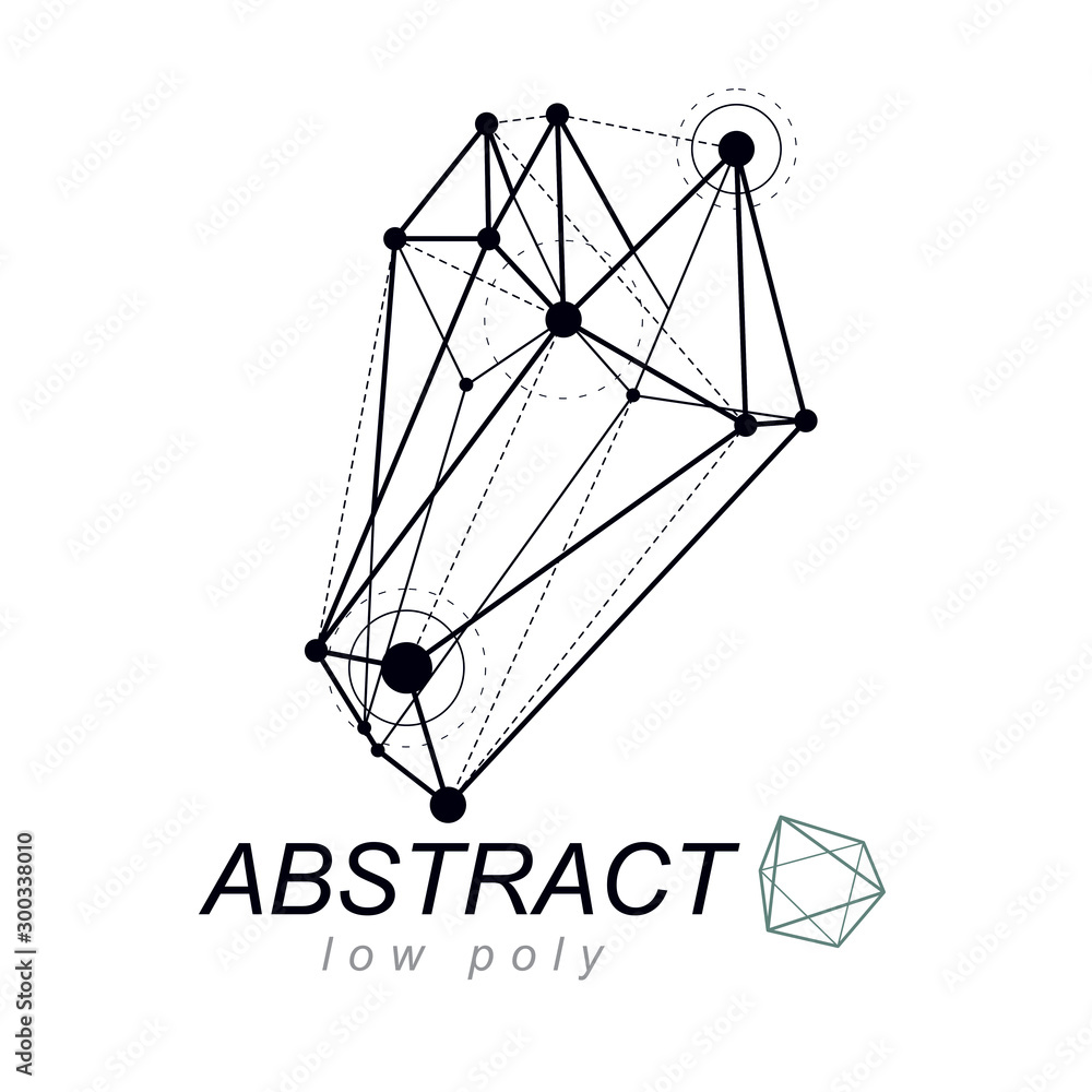 Poster abstract three-dimensional shape, vector design element. innovation technologies abstract emblem.