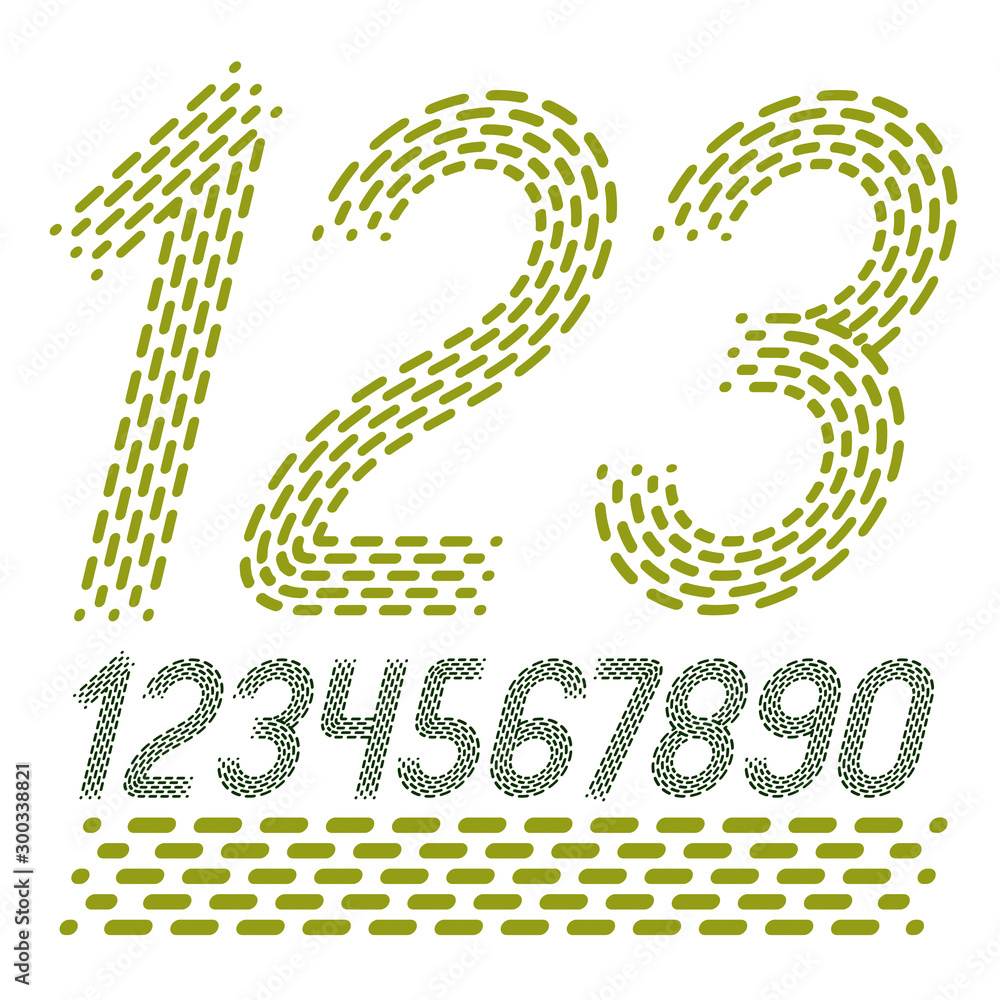 Poster vector numbers, modern numerals set. rounded bold italic retro numeration from 0 to 9 can be used fo