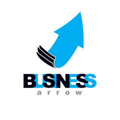 Vector rising arrow. Company increasing  concept. Business abstract logo isolated on  white background.