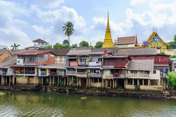 Naklejka premium Chanthaburi old town waterfront, famous historic tourist destination, Thailand