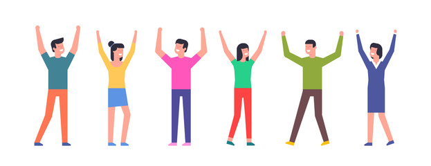 Party. Different people dancing and celebrate. isolated on white background