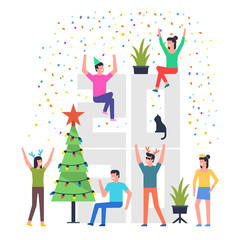 Merry Christmas and happy new year 2020. Cheerful people celebrating a Christmas and New Year. isolated on white background