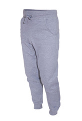 Blank training jogger pants color grey isolated view on white background
