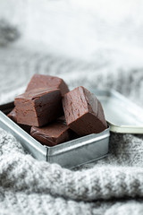 Homemade raw milk free, sugar free vegan chocolate brownies or fudge
