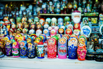 Fototapeta premium Christmas Market, souvenir Russian matryoshka