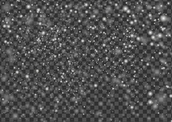 Falling snow on a transparent background - vector illustration
