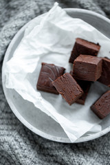 Homemade raw milk free, sugar free vegan chocolate brownies or fudge