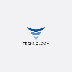 Abstract technology letter V logo design template.