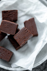 Homemade raw milk free, sugar free vegan chocolate brownies or fudge