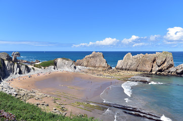Fototapeta na wymiar Playa Arnia Beach, Costa Cantabria near Santander, Spain