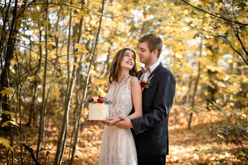 Young bride and groom