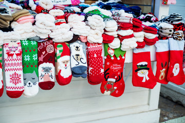 Christmas Market, sale of Christmas socks