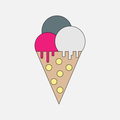 Ice cream line design illustration. Clip art. Vector