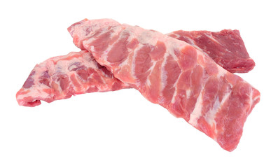 Racks of fresh raw pork meat ribs isolated on a white background