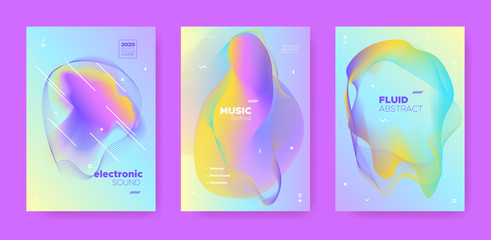 Techno Music Poster. Wave Gradient Blend. Night 