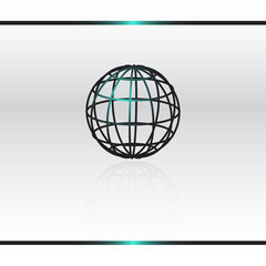 3d technology sphere. wireframe globe. 3D effect. World icon. Logo design template