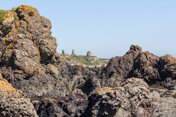 Ruined castle and doocot