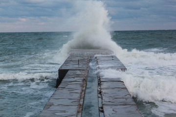 waves crashing on the beach