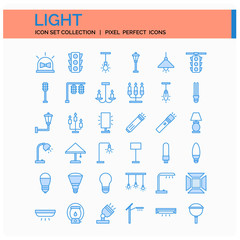Light Icons Set. UI Pixel Perfect Well-crafted Vector Thin Line Icons. The illustrations are a vector.