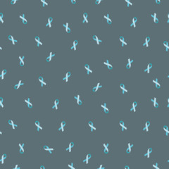 The background is a blue ribbon symbol for Prostate cancer. Seamless pattern.