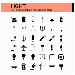 Light Icons Set. UI Pixel Perfect Well-crafted Vector Thin Line Icons. The illustrations are a vector.