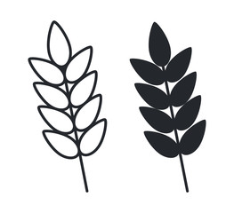 Vector farm wheat ears icon template. Line whole grain symbol illustration for organic eco business, agriculture, beer.