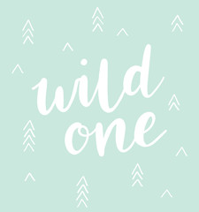 Wild one brush calligraphy with triangles, arrows pattern. Tribal design element for posters, wall art, fashion.