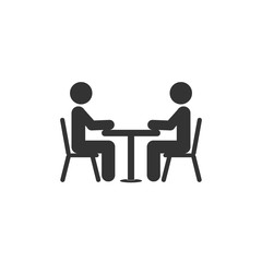 Meeting icon. Two people handshake. Job interview. Team, partners, dealing. 