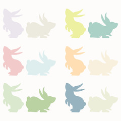 Pastel Easter Bunny Silhouette