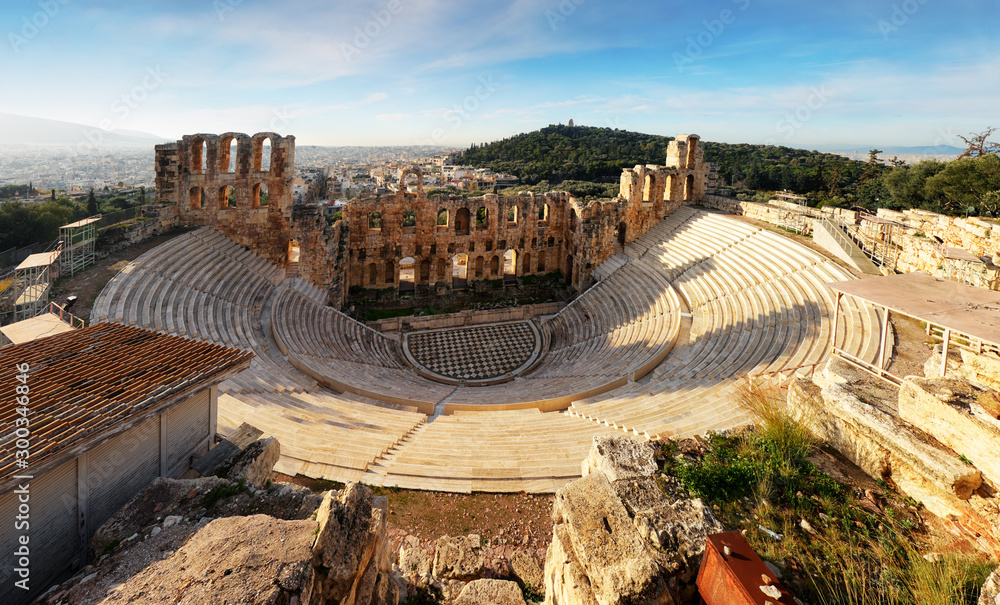 Poster Athens - Ruins of ancient theater of Herodion Atticus in Acropolis, Greece