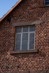 Detail of brick wall building , old window