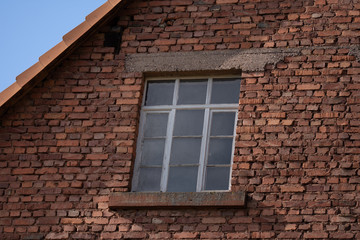 Detail of brick wall building , old window