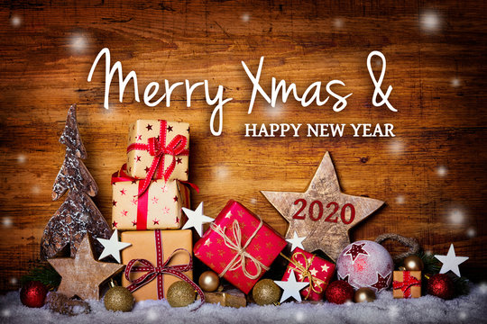 Christmas greeting card  -  Merry Xmas and happy new year  2020