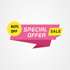 Special offer sale geometric banner. Sale banner element for web or print banner, flyer, brochure.