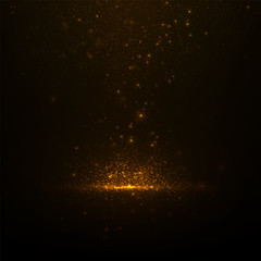 Abstract luxury background with sparkling golden dust and glowing particles