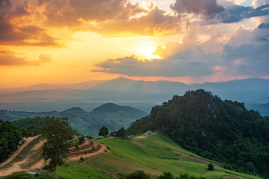 Evening light at Doi Samer Dao, Nan Province,Thailand.