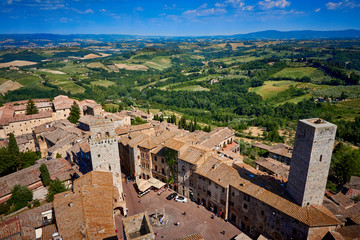 Fototapeta na wymiar San gimignano view from the tower Tuscany Italy