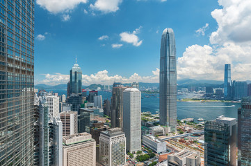 Aerial view of downtown of Hong Kong city